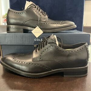 Cole Haan Men's Black Waterproof Wingtip Oxford Shoes size 8.5 -never been used